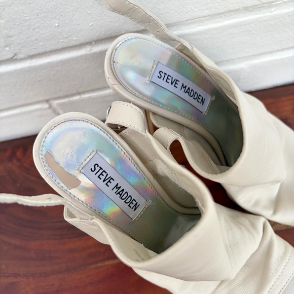 Steve Madden Peep Toe Slouchy Sling Back Platform Stilettos in Cream, SZ 7.5 - Picture 8 of 9